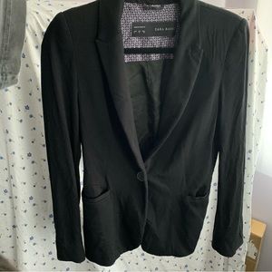 Zara Basic Black Blazer with Shoulder Pad